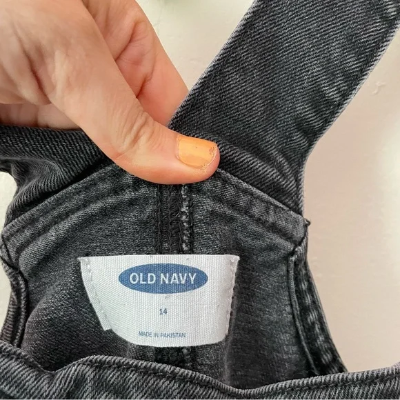 Old Navy Black Gray Denim Overalls - Picture 3 of 6